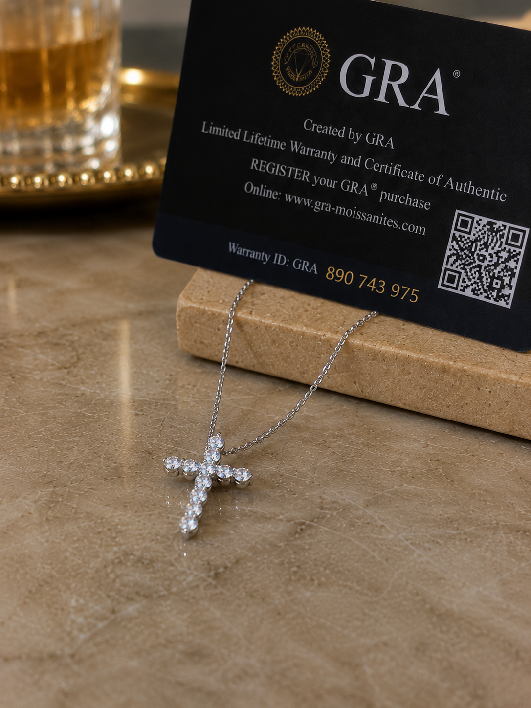 GRA certificate for Small Cross Necklace